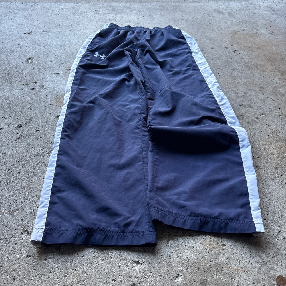 Under Armour Mens Navy Blue White Stripe Track Pants Windbreaker Size Small